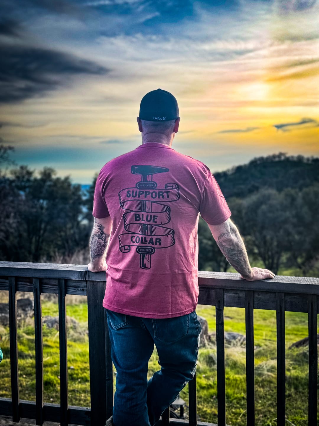 Customer photo review of Support Blue Collar Tee