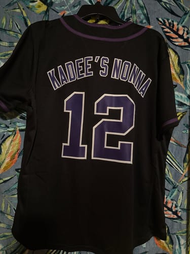 Customer photo review of Custom Black Purple Personalized Classic Authentic Baseball Jersey