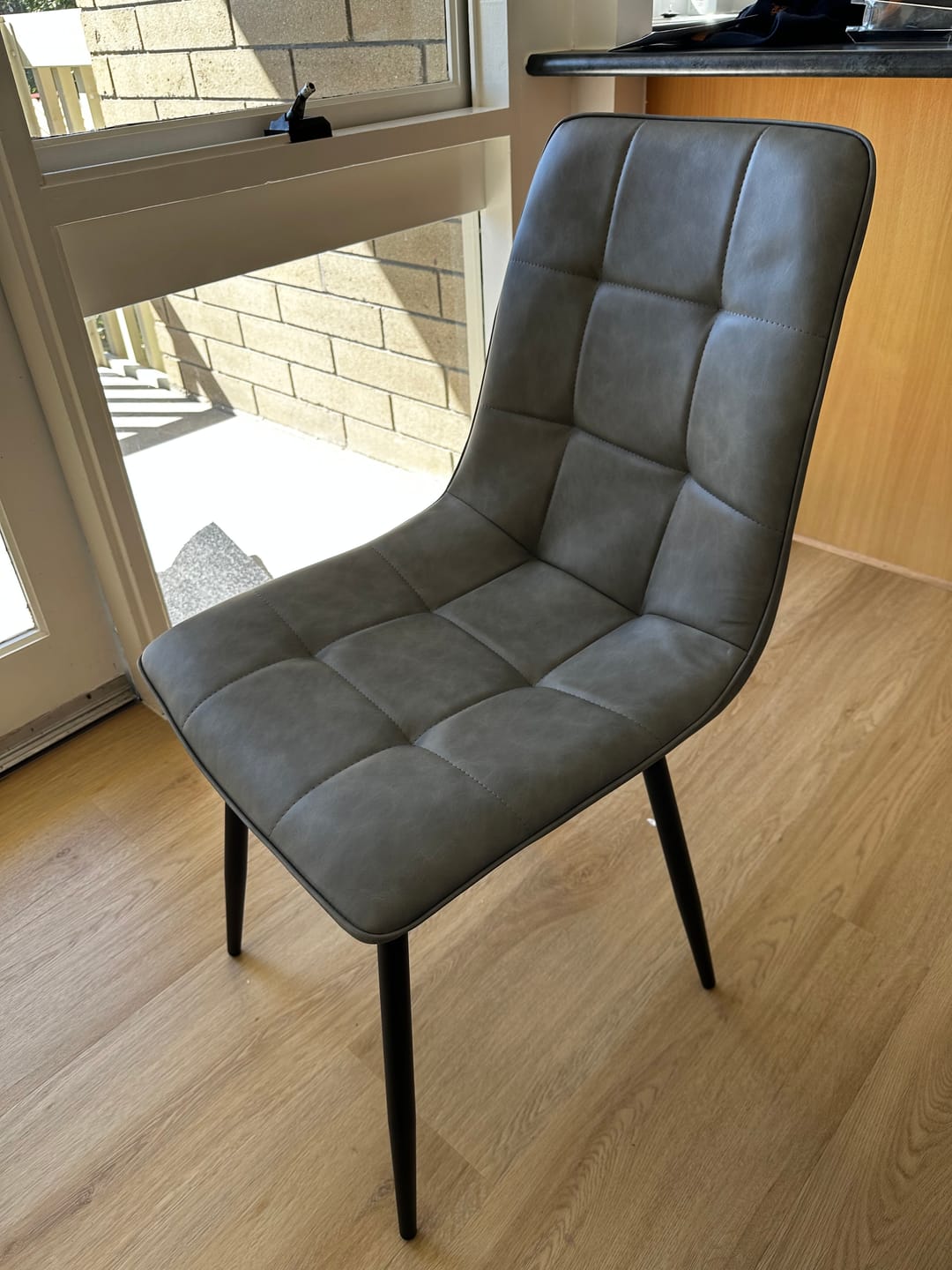 Customer photo review of Levede 4x PU leather Dining Chairs Kitchen Chair Grey Faux Leather