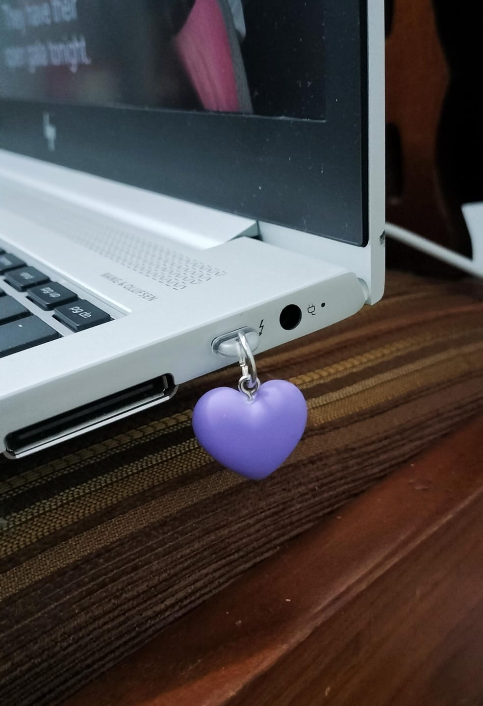 Customer photo review of BTS Army Purple Heart Phone Dust Plug Charm