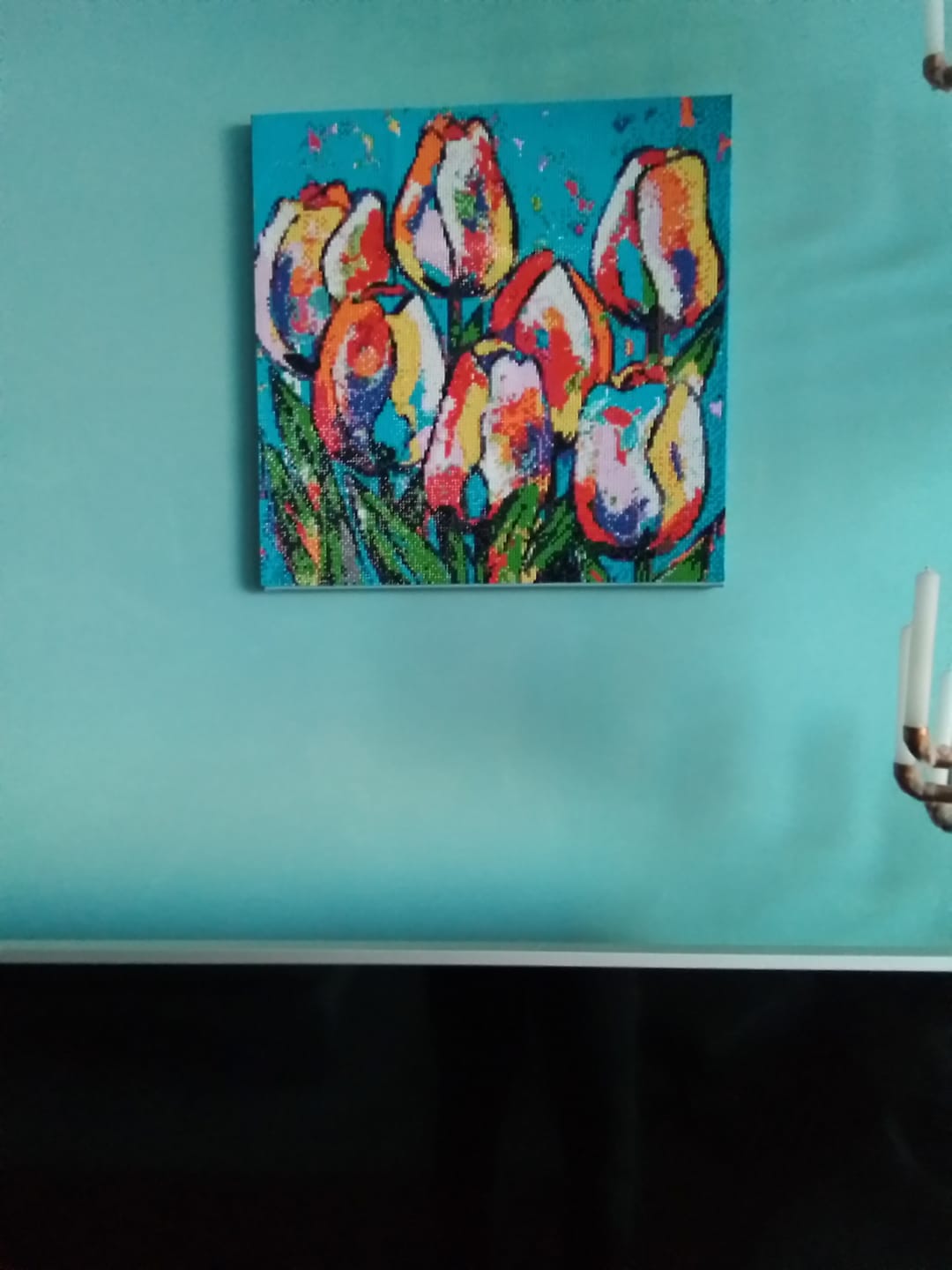 Customer photo review of Vrolijk Schilderij - Kleurrijke Tulpen