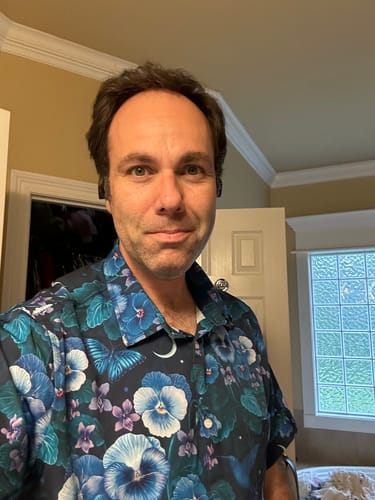 Customer photo review of Episodic Violet Purple Night Button Up Shirt