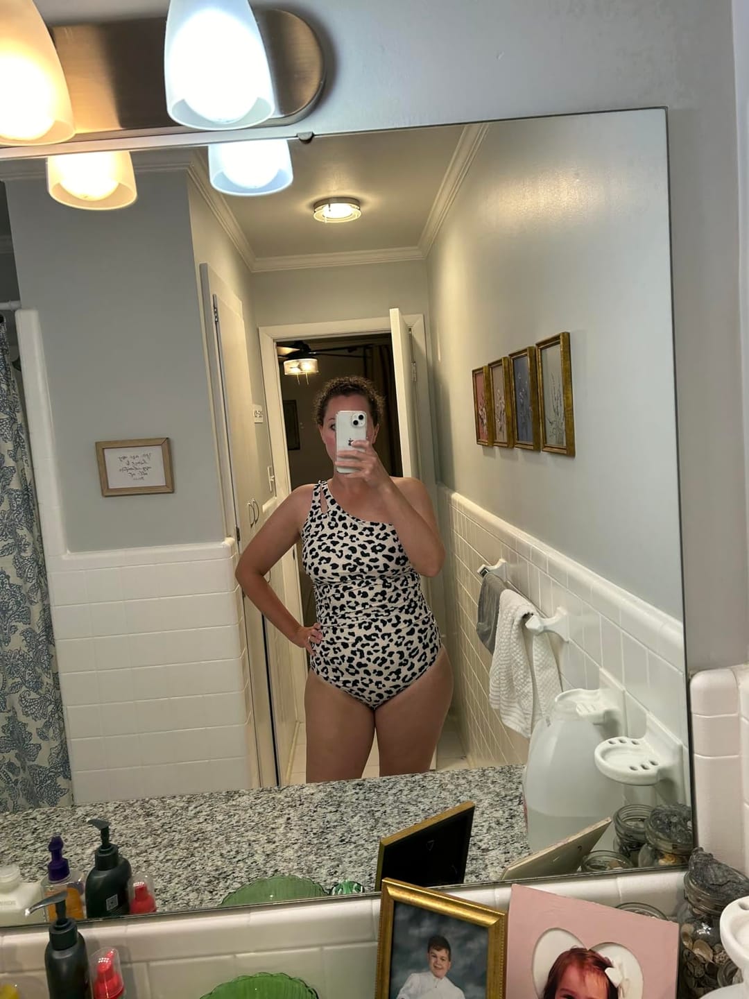 Customer photo review of Emoswimsuit - One Shoulder One Piece Swimsuit for Women Tummy Control Bathing Suits
