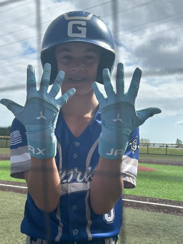 Customer photo review of Jax Batting Gloves | Baby Blue | Strap Cuff