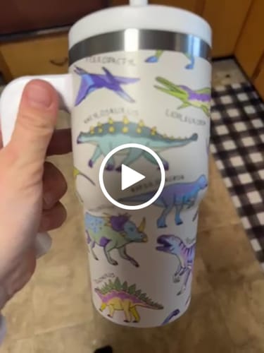Customer video review of Dinosaur Spill Proof Kids CREWCUP 20oz