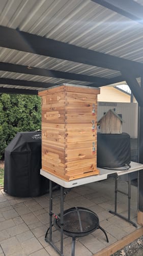 Customer photo review of Ventilated 10 Frame Beehive Screened Bottom Board with Wax Coating for Improved Airflow in Beekeeping