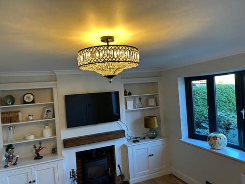 Customer photo review of Carved Crystal Drum Semi Flush Mount