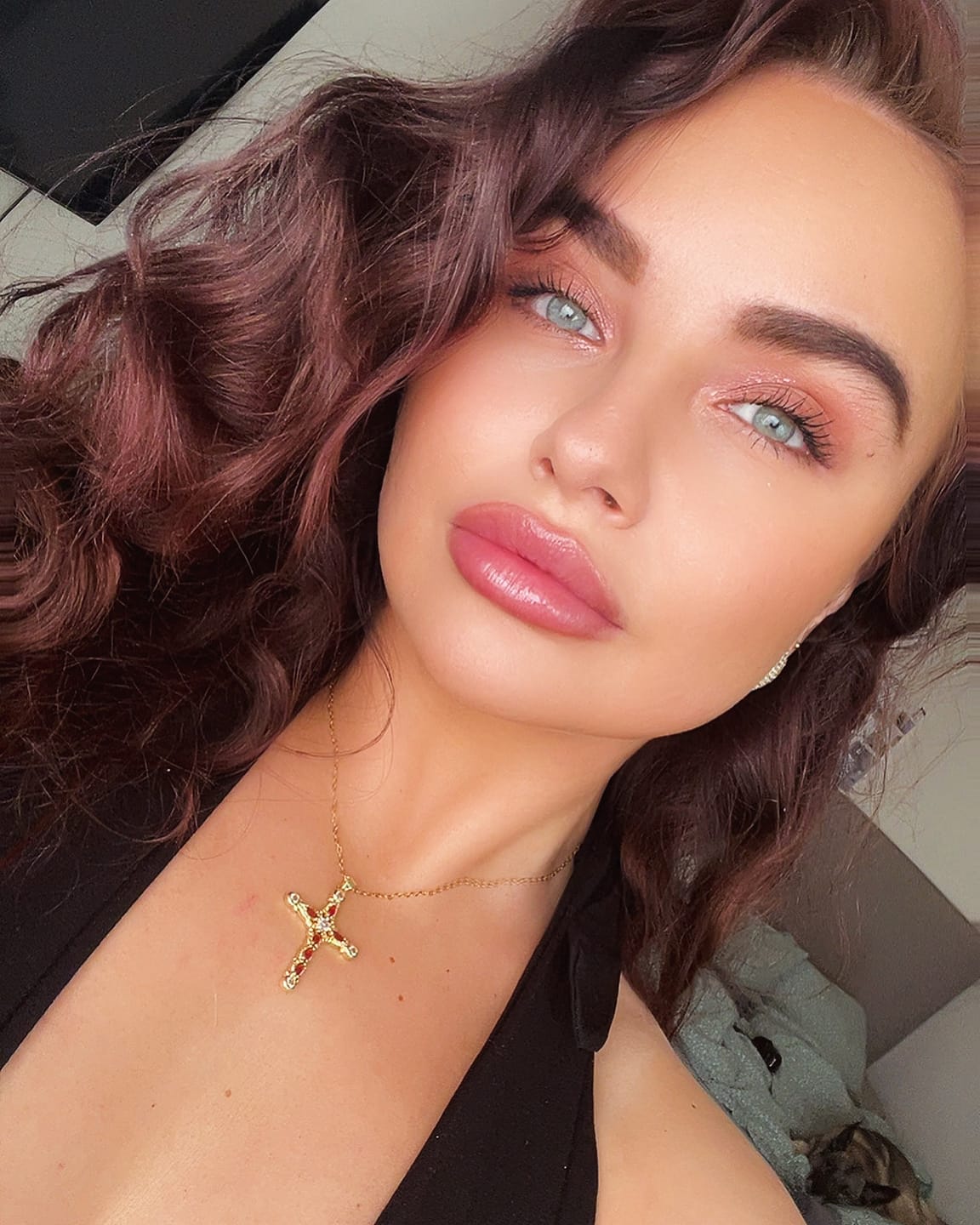 Customer photo review of Azura - Crystal Cross Necklace