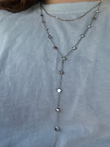 Customer photo review of India Droplet Necklace Silver & Crystal