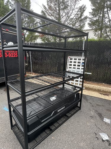 Customer photo review of REIBII Garage Shelving 60"W Adjustable Heavy Duty Metal Shelving Rust-Resistant Garage Organization for Warehouse, Basement,Workshop