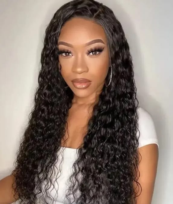 Customer photo review of MORE FACE 360 Glueless Wig Water Wave Invisi Drawstring Wear And Go Wig Quick Install Pre-Bleached And Pre-Cut HD Lace Human Hair Wigs Beginner Friendly