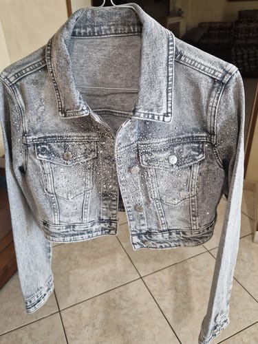 Customer photo review of Giubbotto Crop di Jeans con strass
