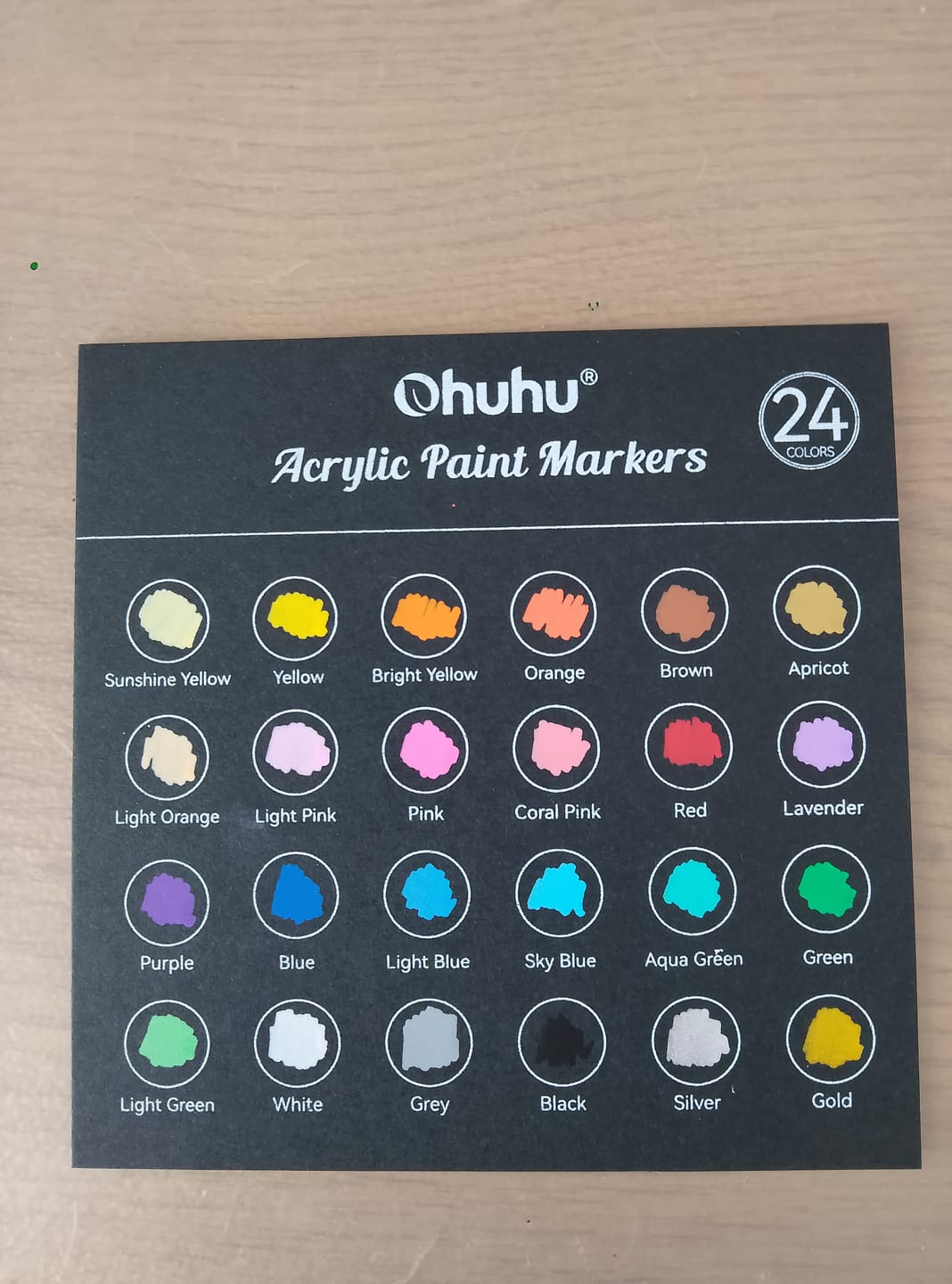 Customer photo review of Ohuhu Acrylic Markers 24 Colors 48 Pack