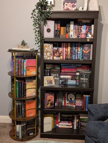 Customer photo review of Flycity 3-5 Tier Rotating Bookshelf With 360° Spinning Display