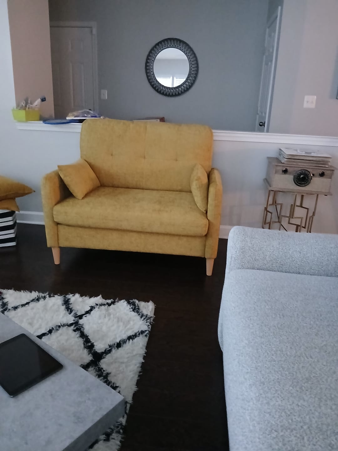 Customer photo review of 47” Small Loveseat Sofa (5 Colors)