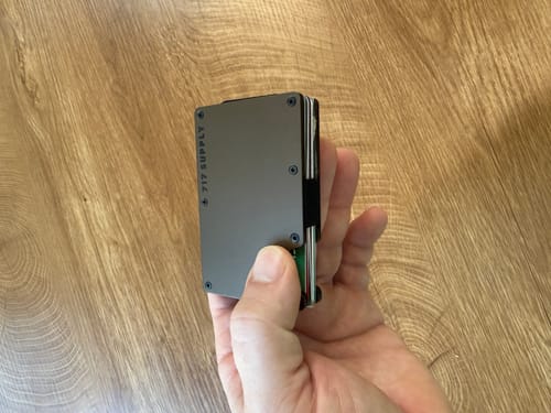 Customer photo review of 717 Aluminum Slim Wallet in Leather Brown