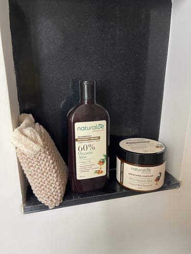 Customer photo review of Shampoo Reparación Aloe & Argán Oil 350ml