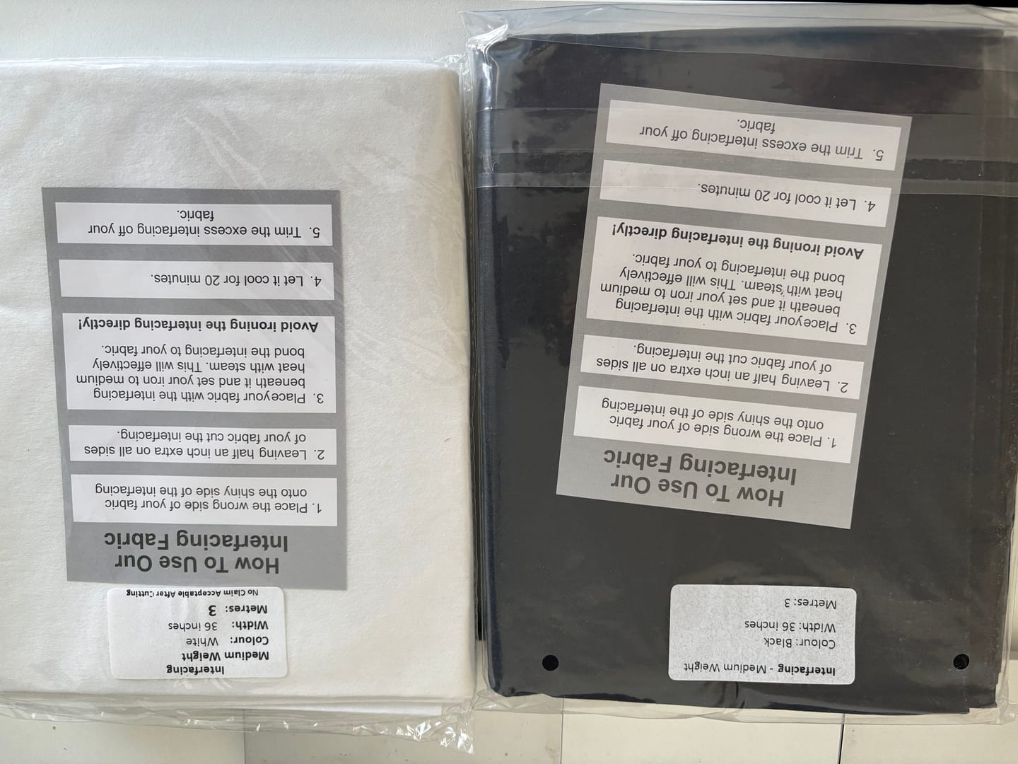 Customer photo review of Black Iron on Interfacing - Medium Weight
