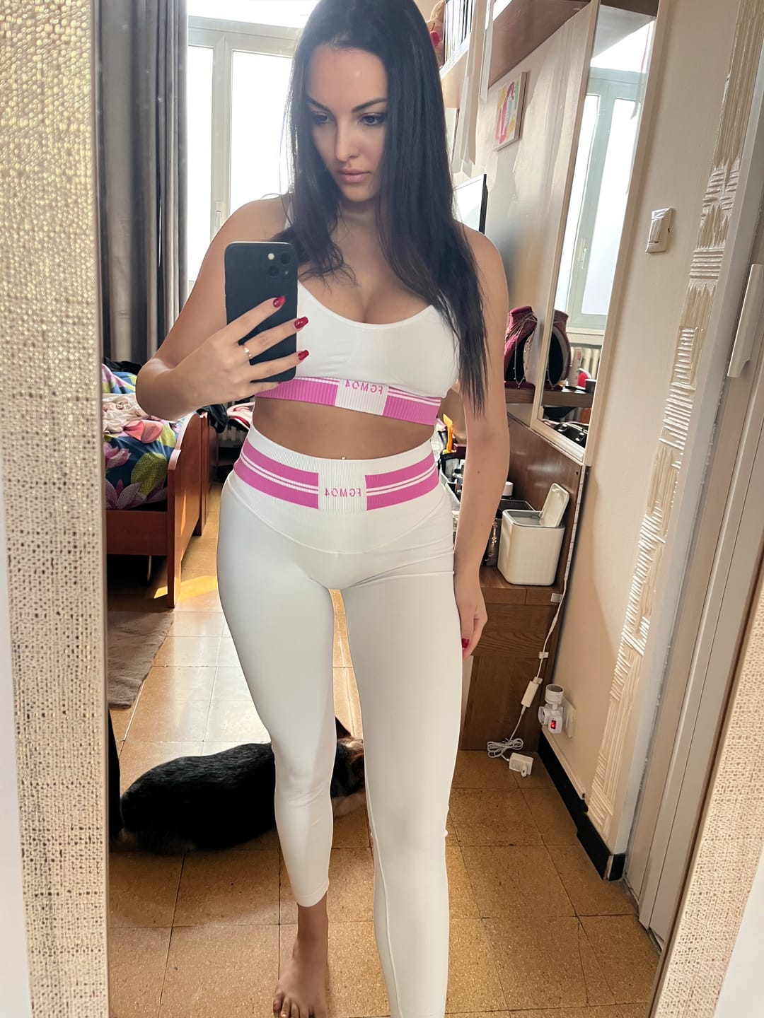 Customer photo review of Leggings Ikona Bianco e Rosa Ortensia