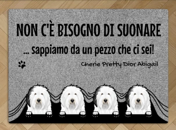 Customer photo review of Non c'è bisogno di suonare - Zerbino personalizzato