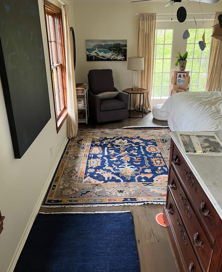 Customer photo review of Solid Plane Navy Blue Hand knotted Modern Custom Made wool Area Rug