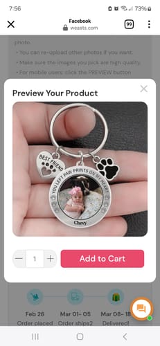Customer photo review of Custom Personalized Photo Keychain Pet Charm Key Ornaments - Memorial Gift for Dog/Cat Lovers - You left paw prints on my heart