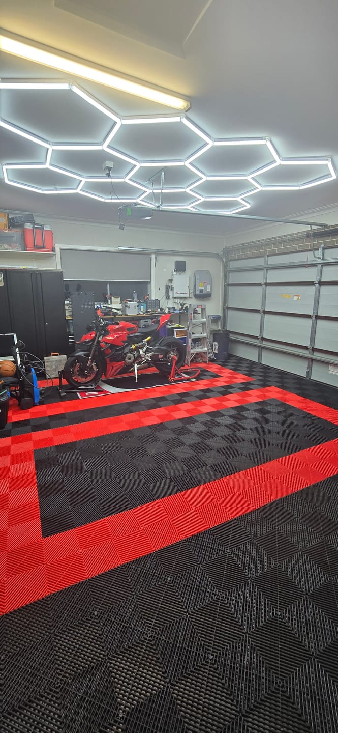 Customer photo review of Double Garage Modular Floor Tile Package Set SUITS 6M X 6M , choose your colours, EASY DIY!!