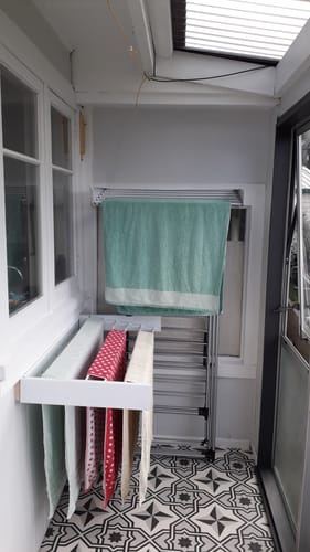 Customer photo review of Wall Mounted Drying Rack - Foldable Indoor and Outdoor Drying Rack