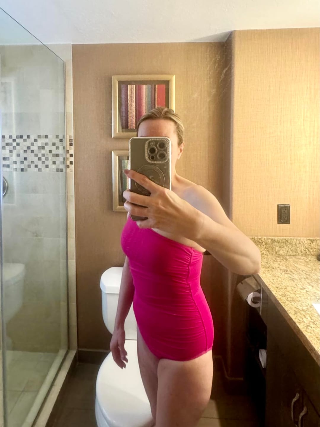 Customer photo review of Emoswimsuit - One Shoulder One Piece Swimsuit for Women Tummy Control Bathing Suits