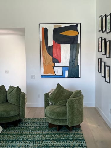 Customer photo review of Hand-Painted Modern Vibrant Geometric Abstract Oil Painting for Living Room or Office