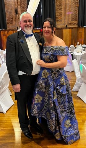 Customer photo review of Danbury Gown by Bariano - RENTAL