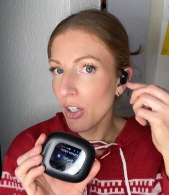 Customer photo review of AI Translator Earbuds