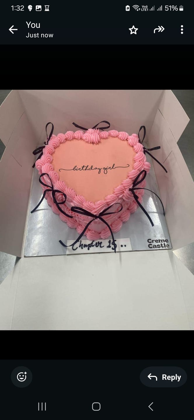 Customer photo review of Heart Shape Ribbon Cake