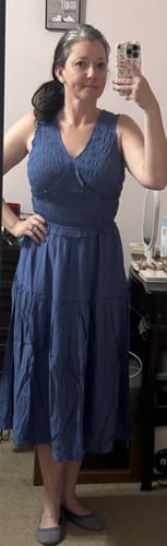 Customer photo review of Ruched Top Tank Midi Dress