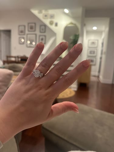 Customer photo review of Three Stone Oval Cut White Sapphire Four Prong Sterling Silver Ring