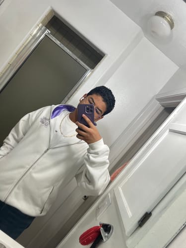 Customer photo review of Praying Rabbit Hoodie – White/Lavender