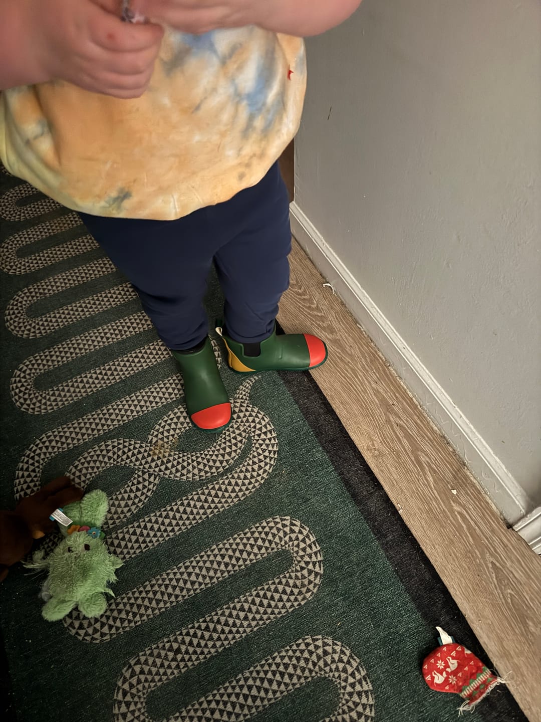 Customer photo review of Colour Block Ankle Wellington Fair Rubber Natural Waterproof Boots