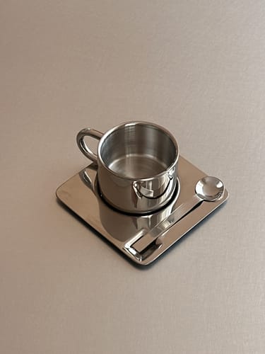 Customer photo review of Venice Mirror Cup with a Saucer & Spoon