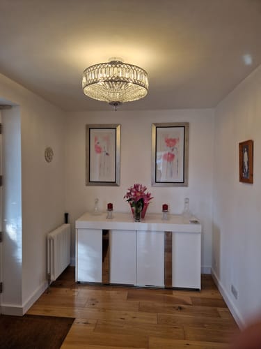 Customer photo review of Carved Crystal Drum Semi Flush Mount