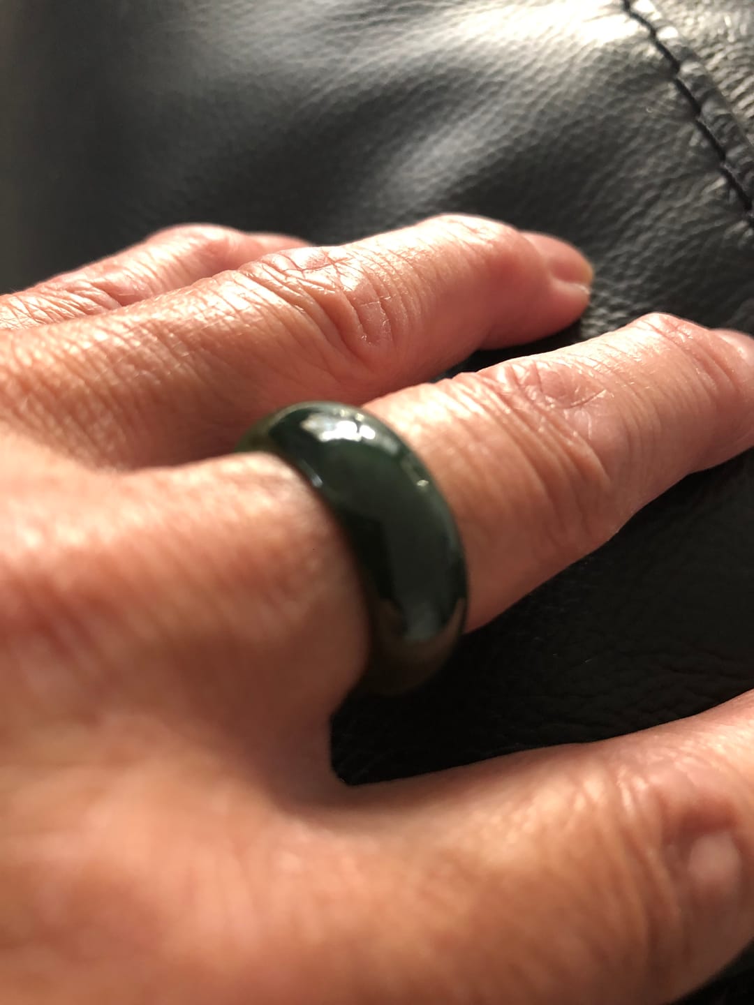 Customer photo review of Wide Greenstone Ring