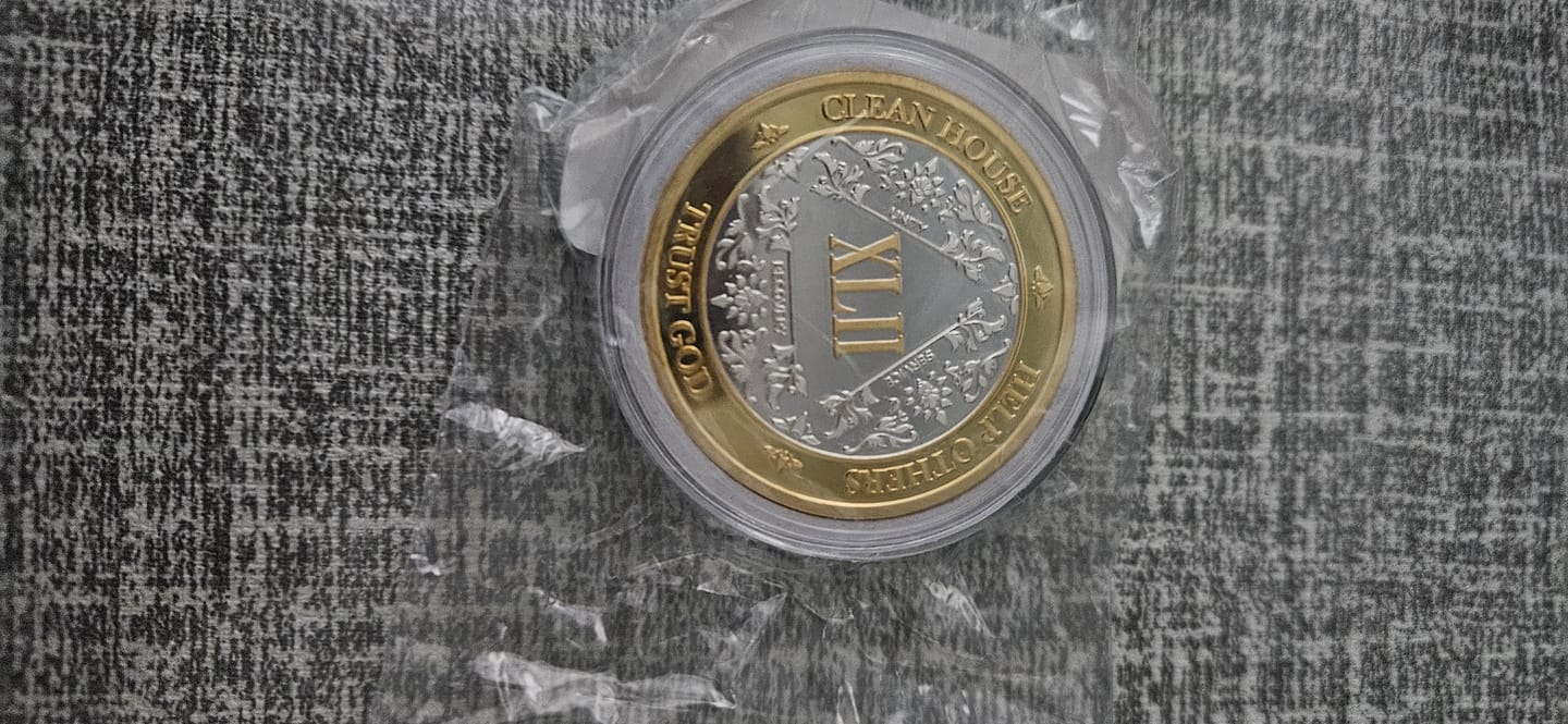 Customer photo review of 1 to 50 Year 40mm Gold & Silver AA Medallions - Bi-Plate Fancy Chips/Coins