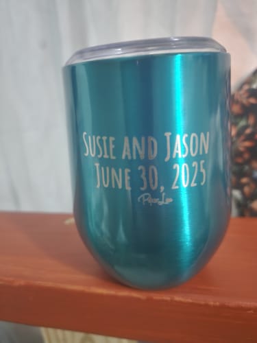 Customer photo review of Personalized (CUSTOM) 12oz Stemless Wine Cup