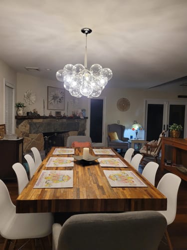 Customer photo review of Modern Clear Glass Cluster Bubble Chandelier