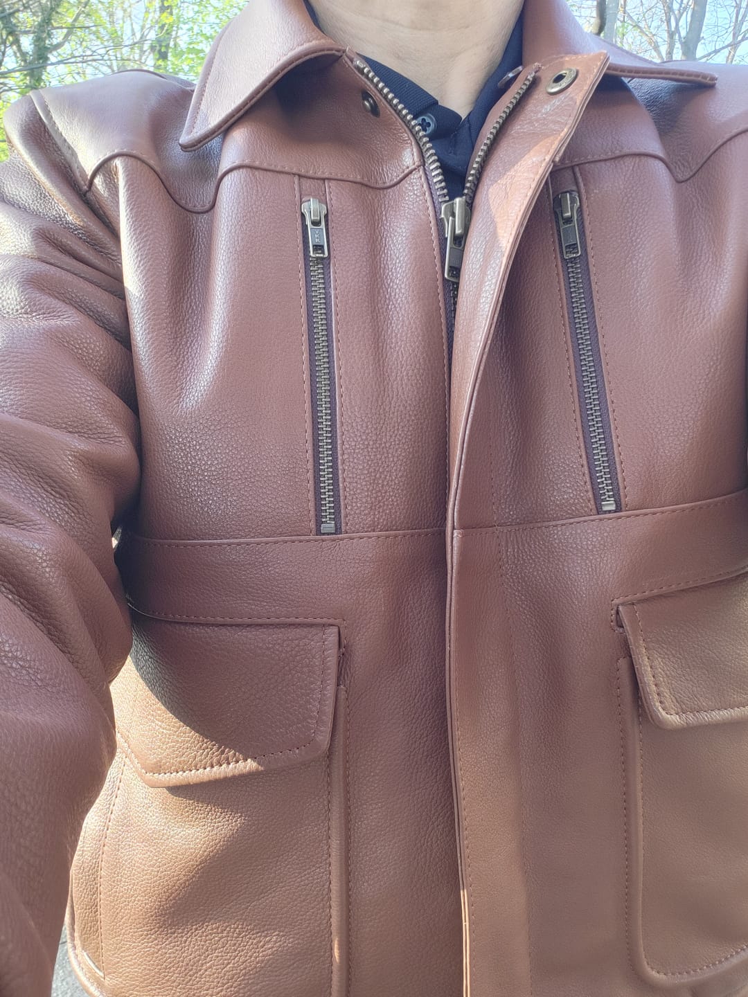 Customer photo review of A2 Bomber Aviator leather jacket
