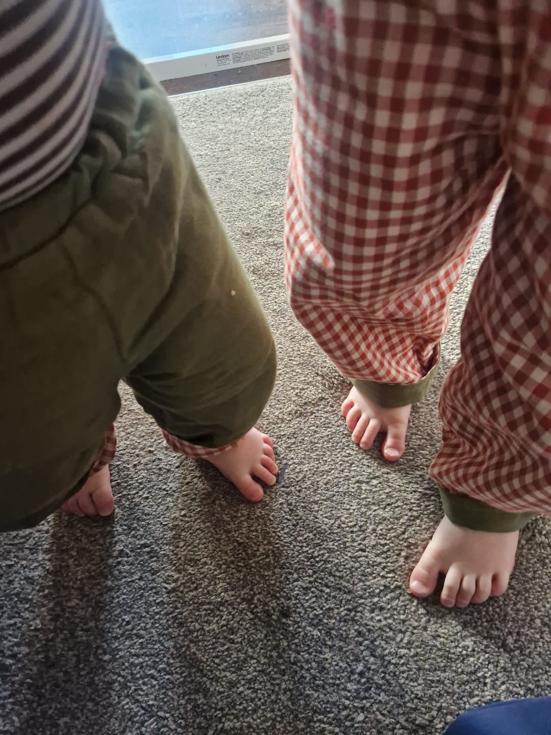 Customer photo review of Little Red Checked Reversible Pull On Trousers