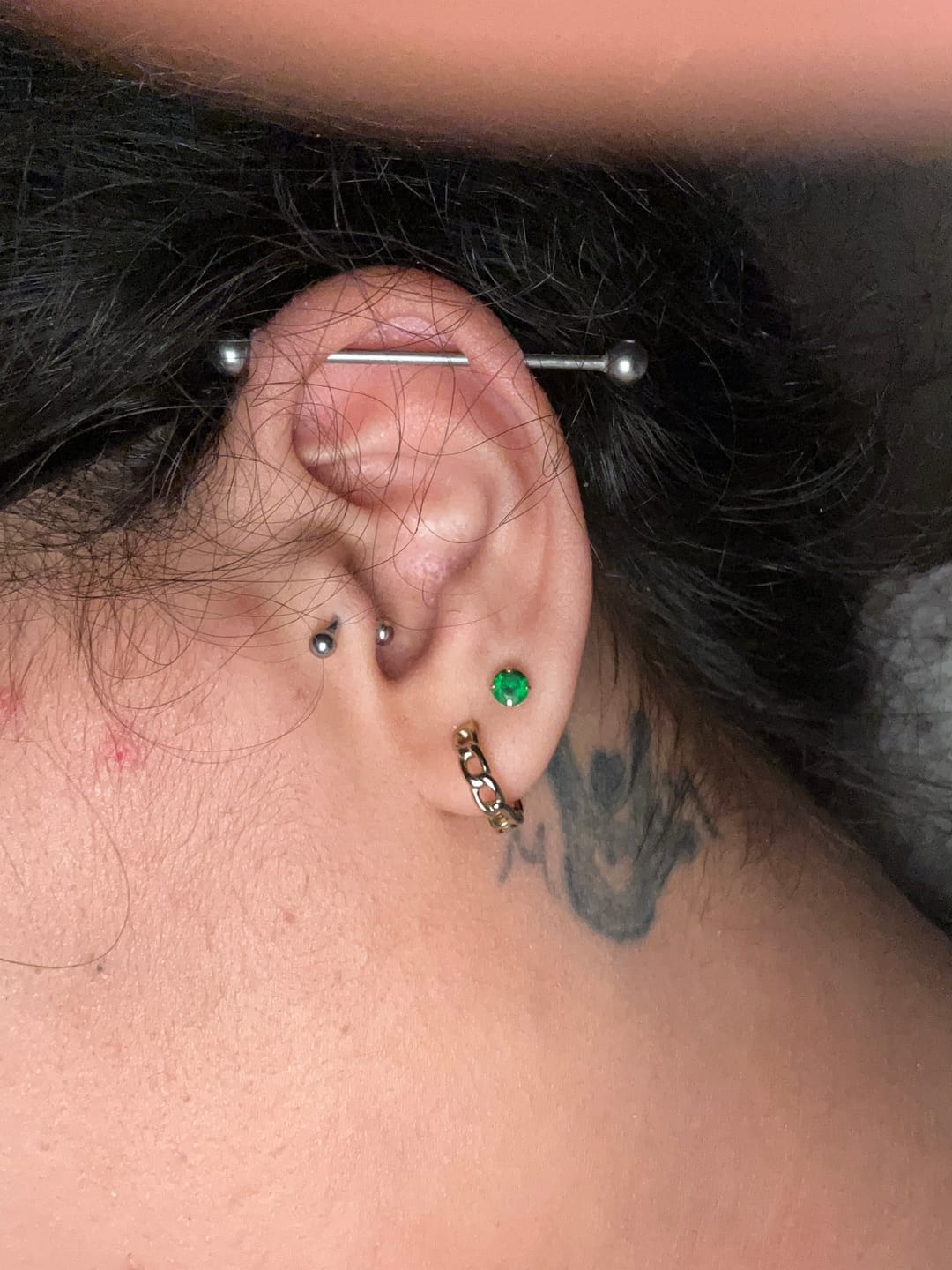 Customer photo review of Cuban Link Huggie Earrings