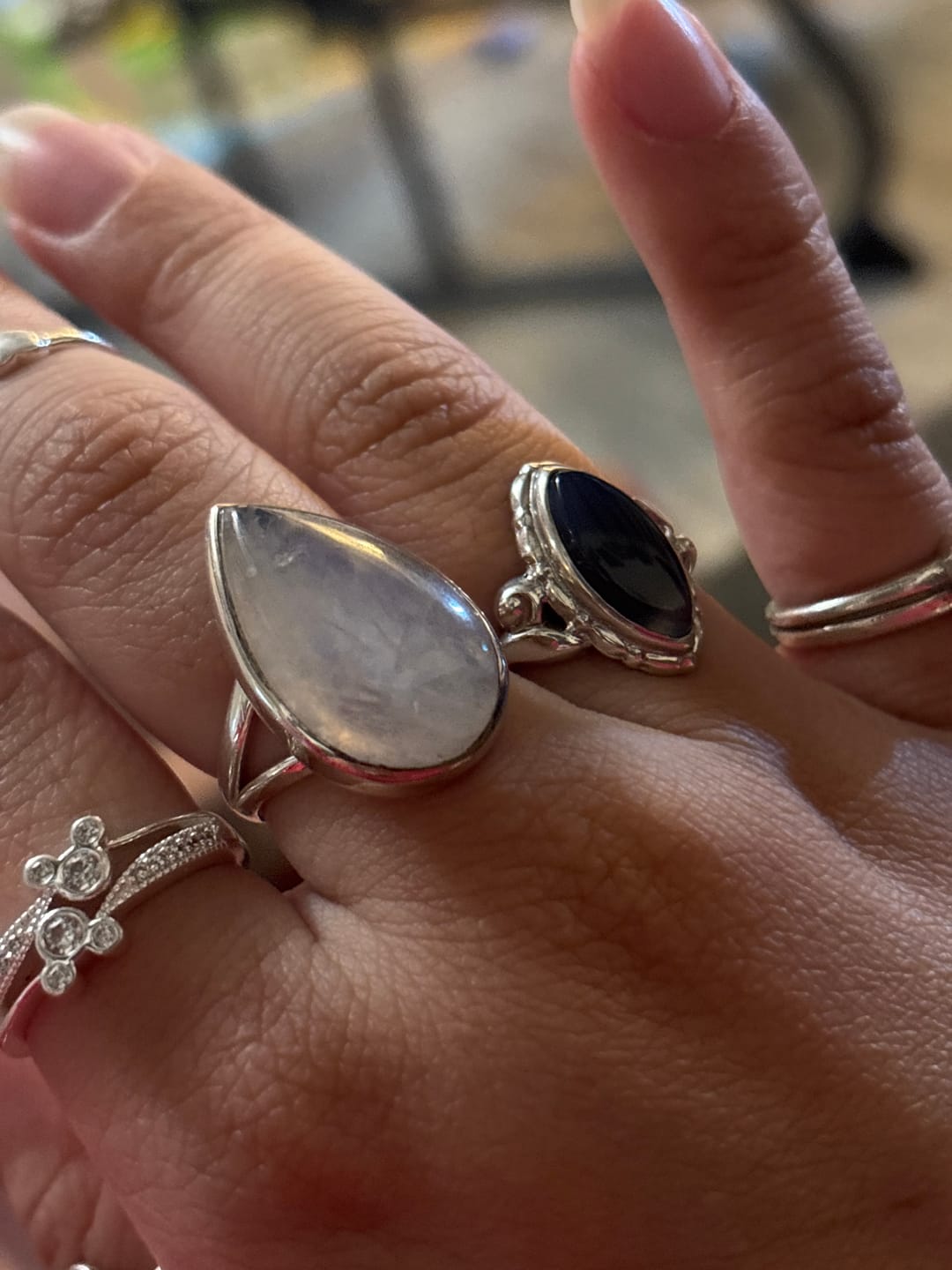 Customer photo review of Sterling Silver Teardrop Large Moonstone Ring