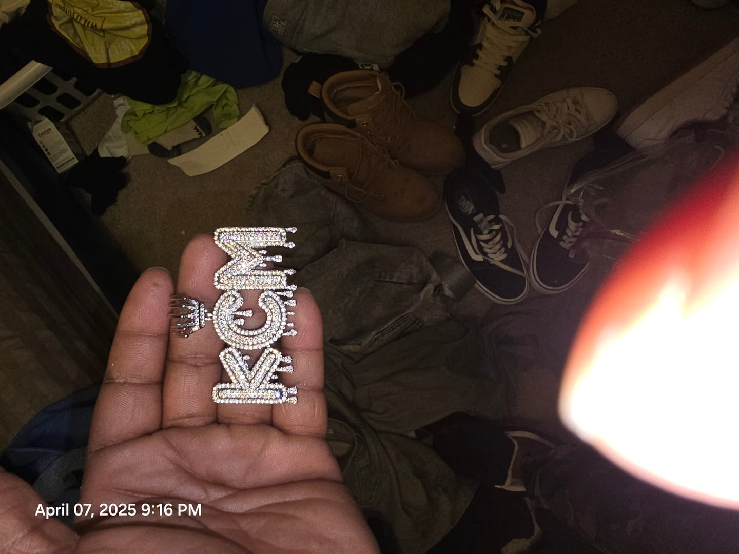 Customer photo review of Custom Drip Font Pendant
