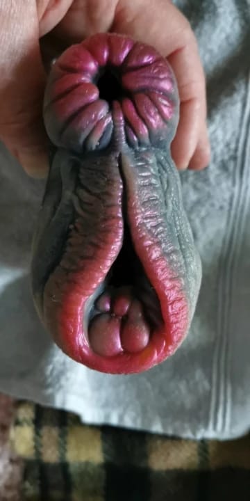 Customer photo review of Zebra Fleshlight: Two-Hole Animal Masturbator