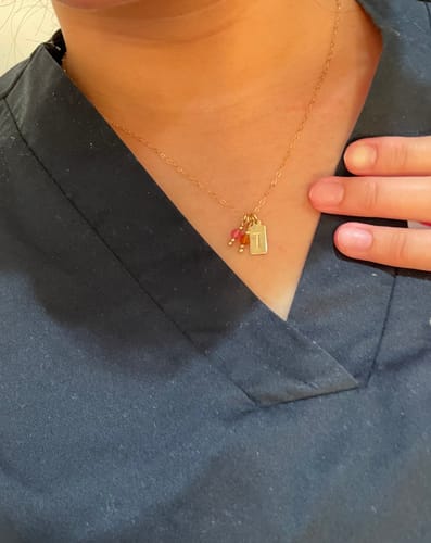 Customer photo review of Initial and Birthstone Necklace